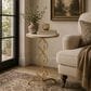 Maple and Jade Quatrefoil End Table with Mirrored Glass Top in Gold, , large