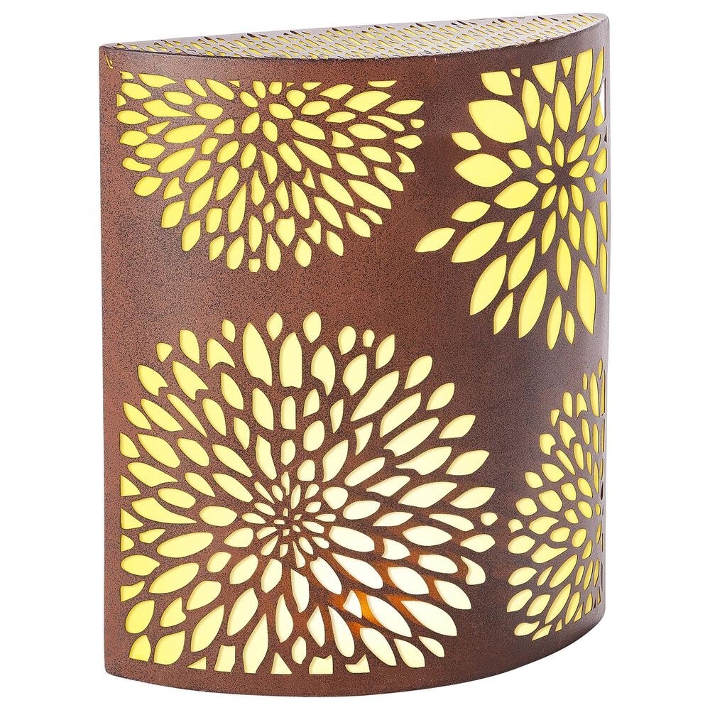 The Gerson Company 14.17" Solar Lighted Wall and Fence Decor in Rustic Brown, , large