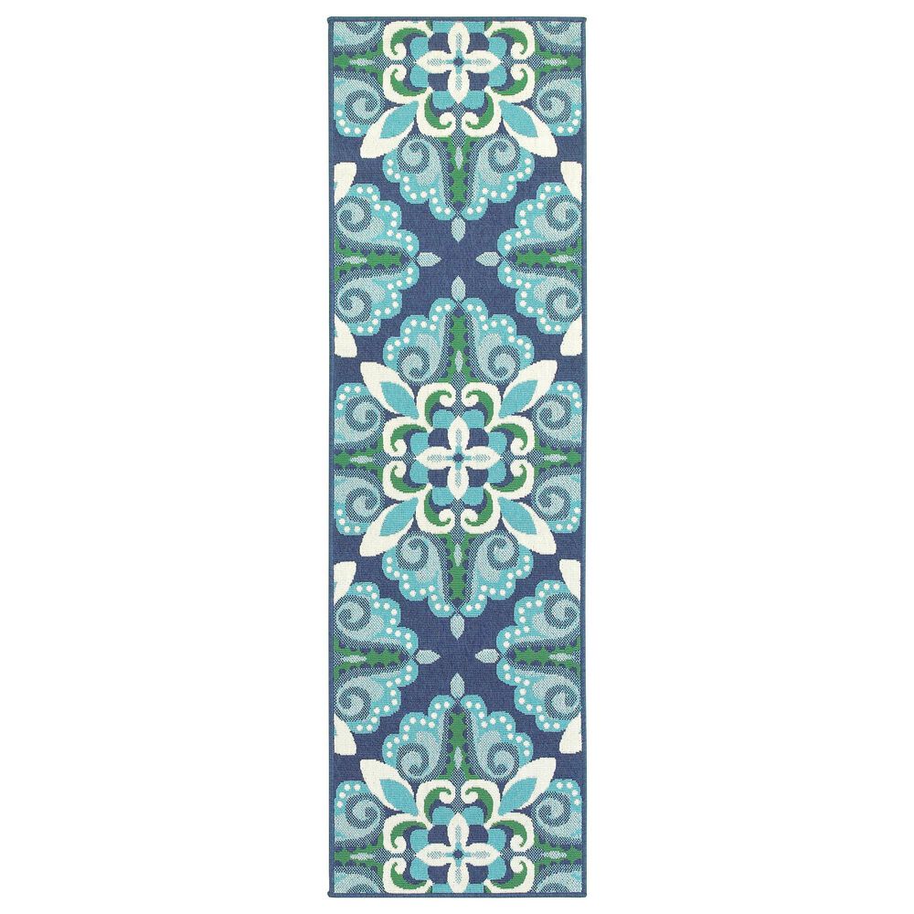 Oriental Weavers Meridian 2206B 2&#39;3&quot; x 7&#39;6&quot; Blue Runner, , large