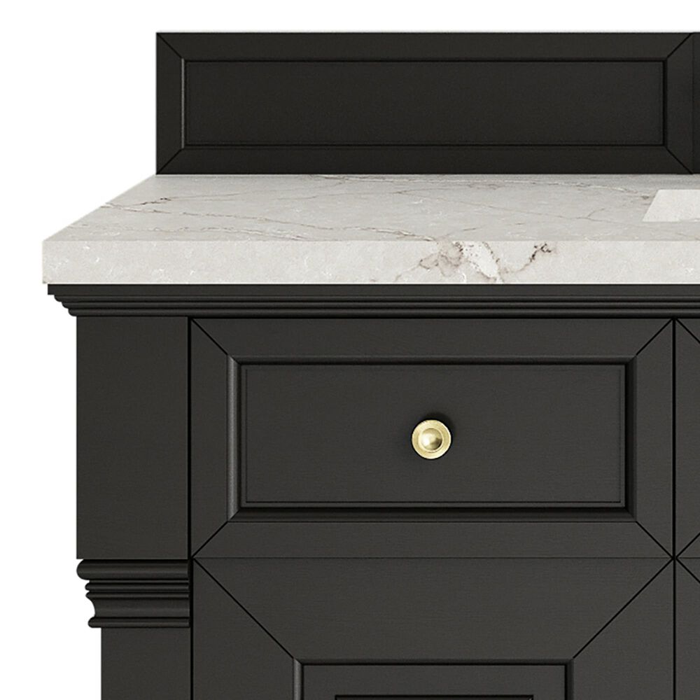 James Martin Vanities Brookfield 48" Single Bathroom Vanity in Black Onyx with 3 cm Victorian Silver Silestone Top, Rectangle Sink and FreePower Wireless Charger, , large