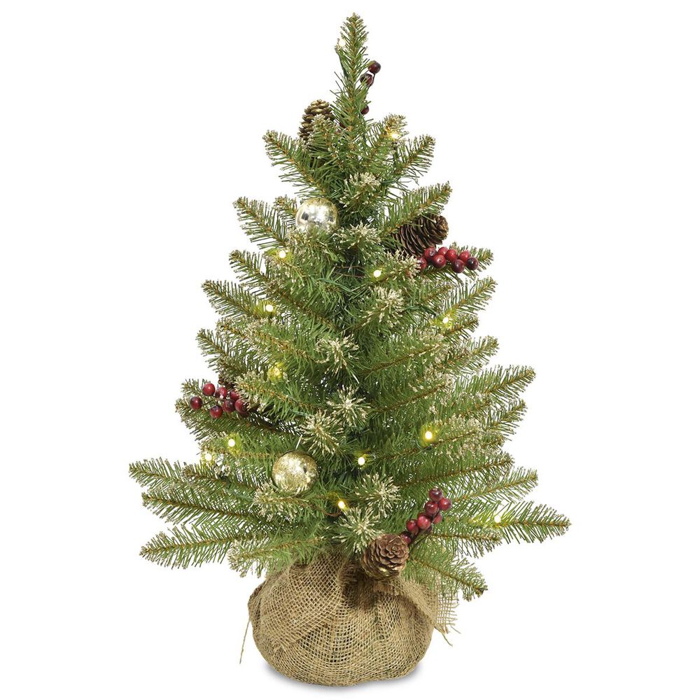 National Tree 2" Glittery Gold Dunhill Fir Tree with Battery Operated LED Lights, , large