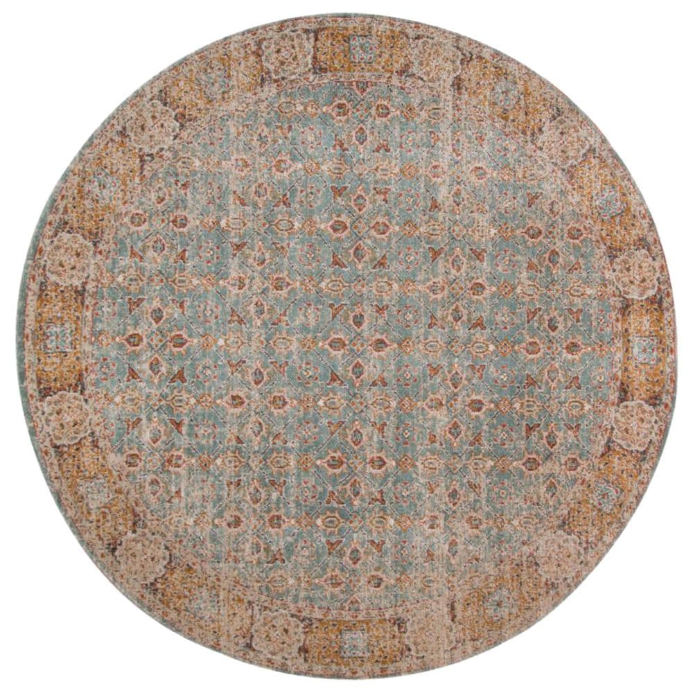 Amer Rugs Eternal 6"7" Round Teal and Gold Area Rug, , large