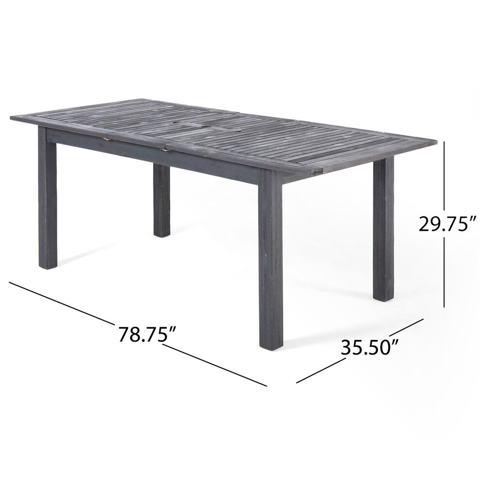 Hearth and Haven Outdoor Rectangular Dining Table in Dark Grey - Table Only, , large