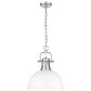 Golden Lighting Duncan 1-Light Pendant with Chain and Matte White Shade in Pewter, , large