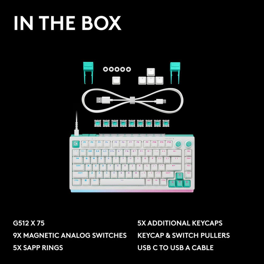 Logitech G512 X 75 Dual Swap Mechanical Gaming Keyboard with Linear Switches in White, , large