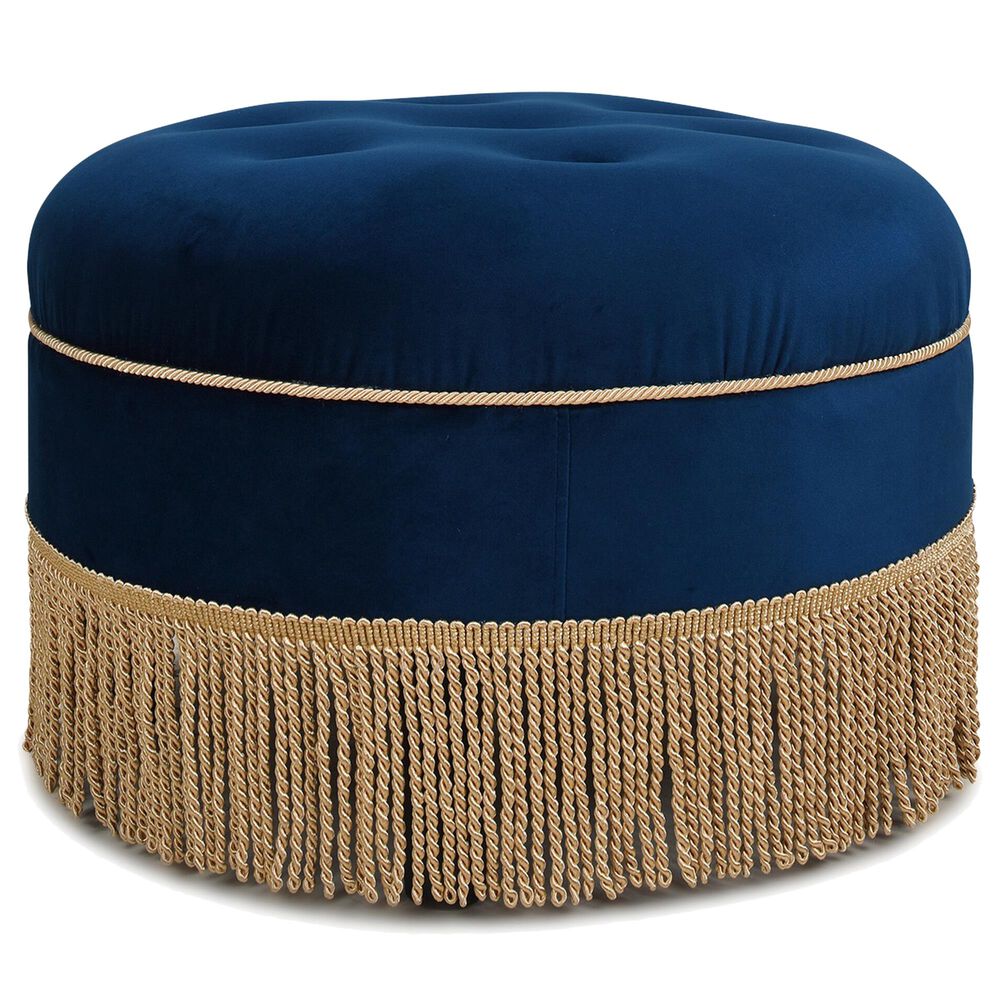 Jennifer Taylor Home Yolanda Accent Ottoman in Navy Blue and Gold, , large
