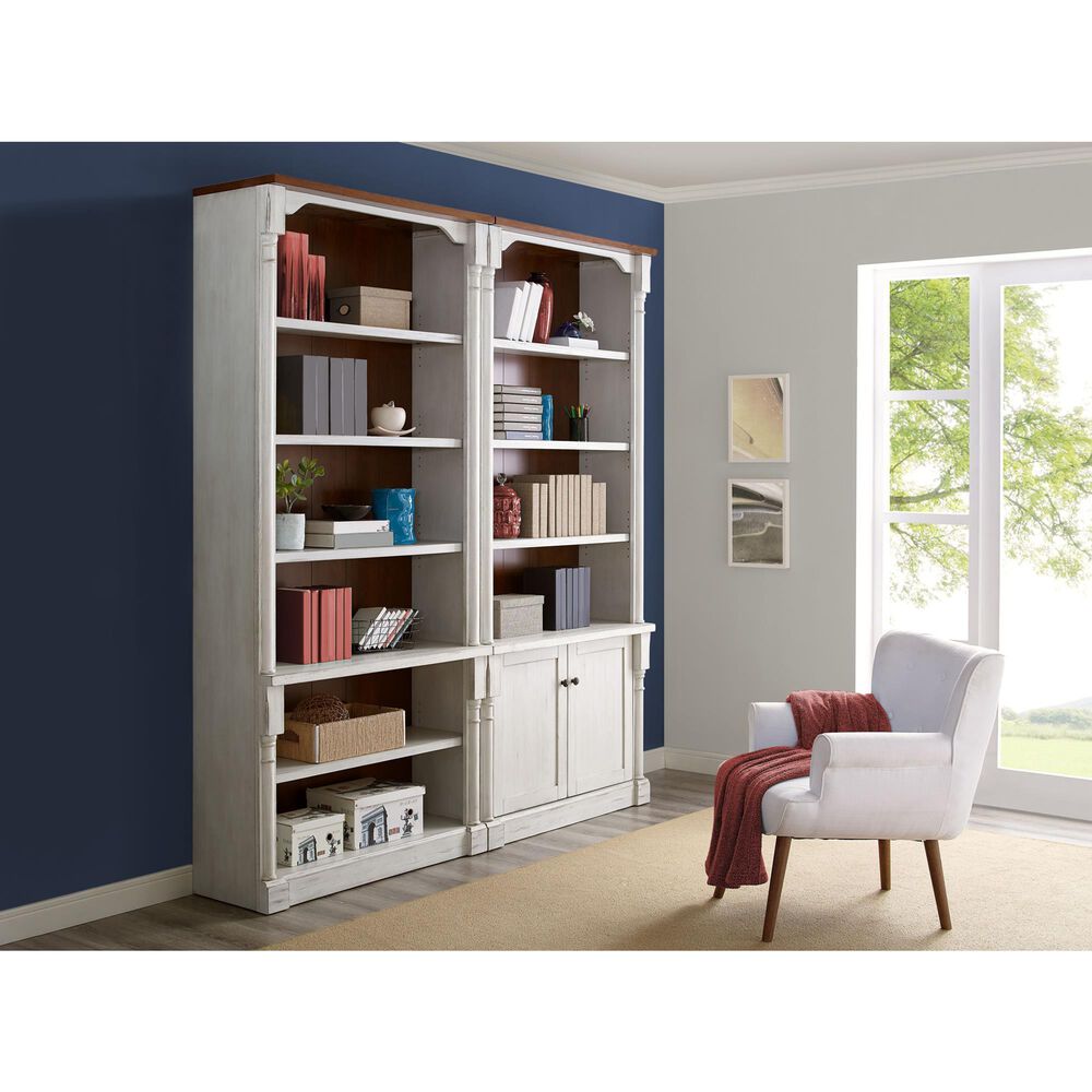 Wycliff Bay Durham 6-Shelf Bookcase in Weathered White and Cherry &#40;Set of 2&#41;, , large