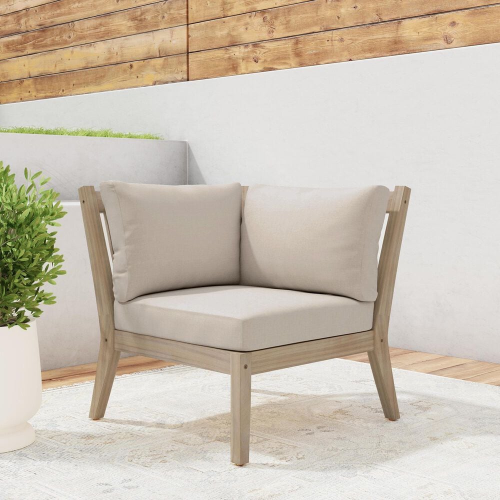 Linon Home Decor Teagon Patio Corner Chair in Beige, , large