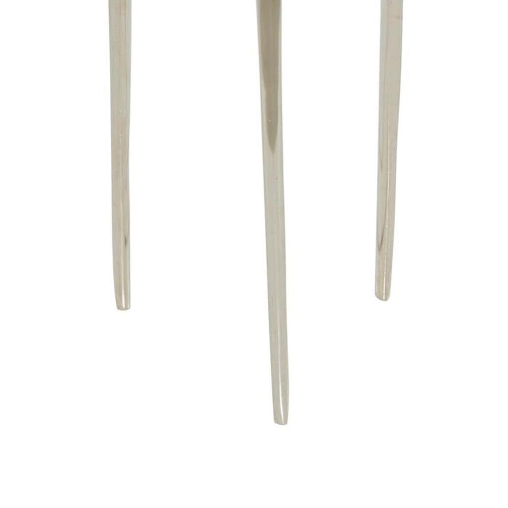 Maple and Jade 25&quot; Round End Table with 3 Tripod Legs in Polished Silver, , large