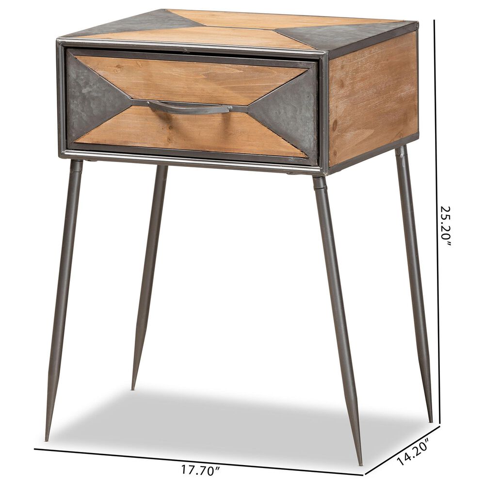 Baxton Studio Laurel 1-Drawer End Table in Whitewashed Oak Brown and Antique Grey, , large