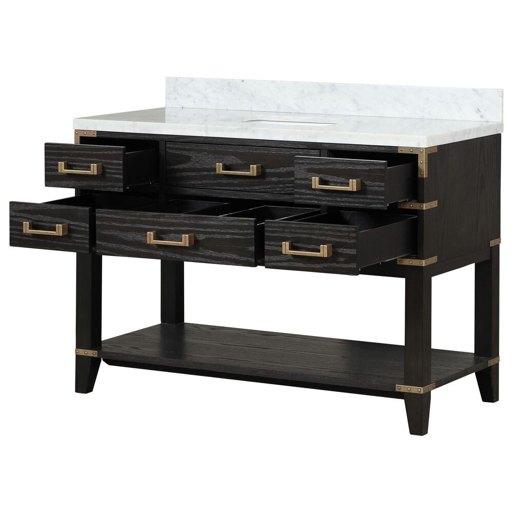 Lexora Home Norwalk 48&quot; Single Bathroom Vanity in Black Oak with White Carrara Marble Top  and Rectangle Sink, , large