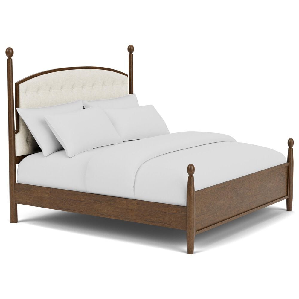 Riverside Furniture Calhoun Queen Upholstered Panel Bed in Whiskey Oak, , large