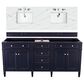 James Martin Vanities Brittany 72" Double Bathroom Vanity in Victory Blue with 3 cm Ethereal Noctis Quartz Top and Rectangle Sinks, , large