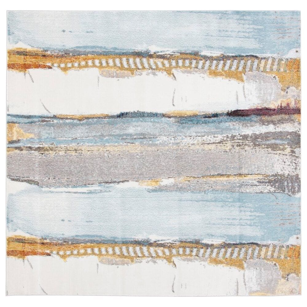 Safavieh Aria 6"6" Square Ivory and Light Blue Area Rug, , large