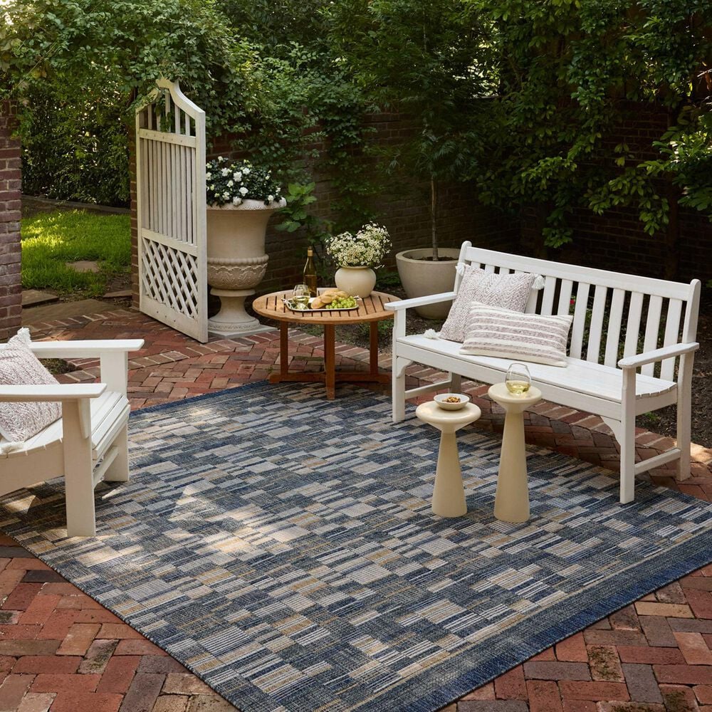 Loloi II Birch 5&#39; x 7&#39;3&quot; Denim and Gold Indoor/Outdoor Area Rug, , large