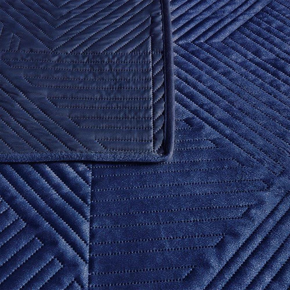 Duke Imports Virah Bella Micromink 3-Piece King Quilt Set in Striped Navy Weave, , large