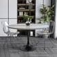 Leisuremod LeisureMod Verve Collection 48 Round Dining Table, Black Base with Laminated White Marbleized Top, , large