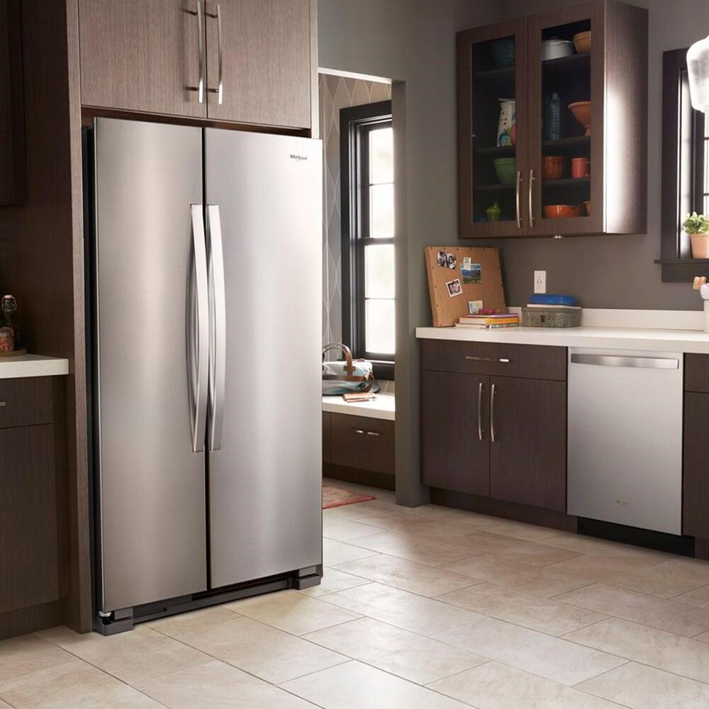 Whirlpool 25 Cu. Ft. 36&quot; Side-by-Side Refrigerator in Monochromatic Stainless Steel, , large
