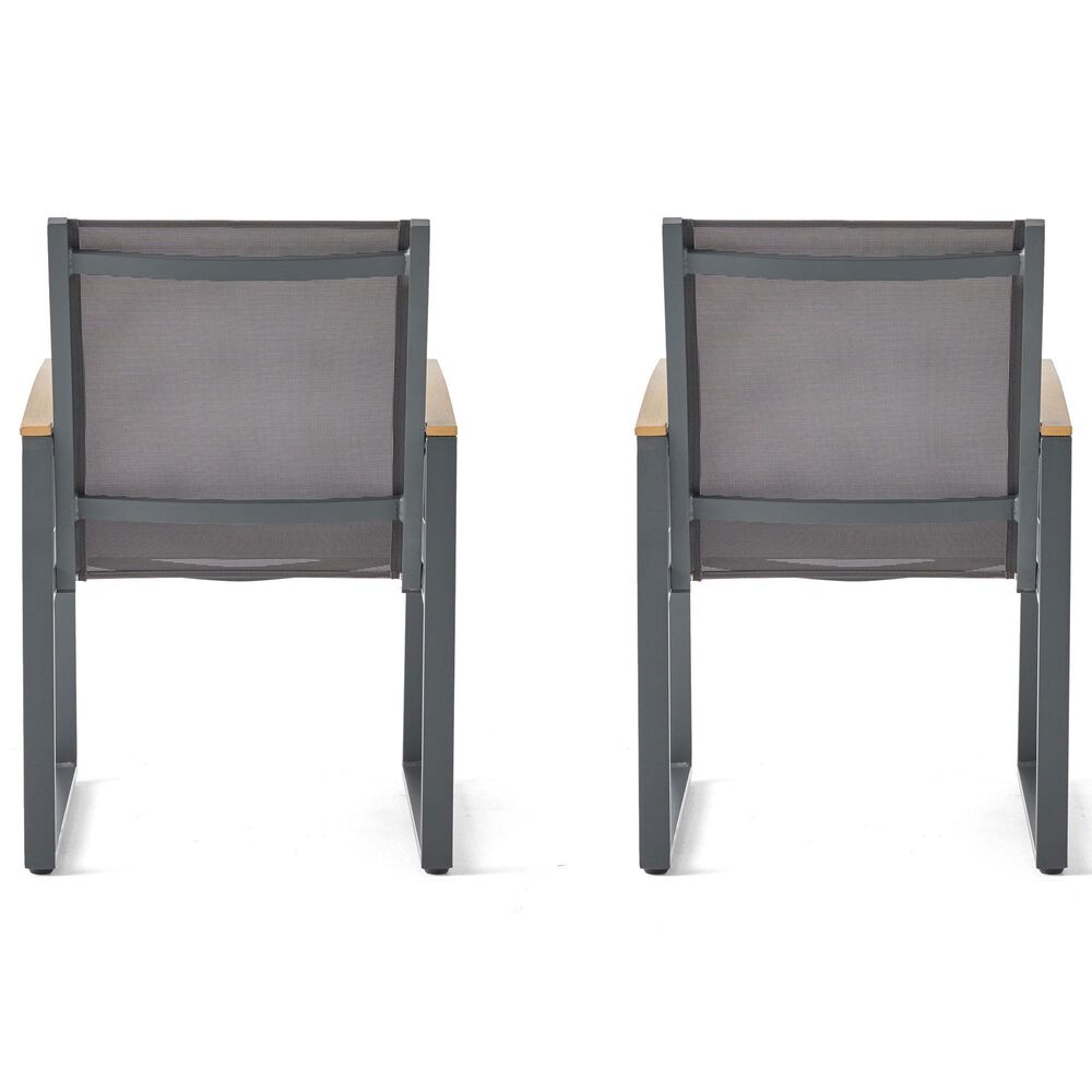 Hearth and Haven Glasgow Outdoor Dining Chair with Mesh Seat in Grey &#40;Set of 2&#41;, , large