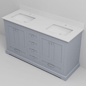 Lexora Home Dukes 60" Double Bathroom Vanity in Dark Grey with White Cultured Marble Top and Rectangular Sinks, , large