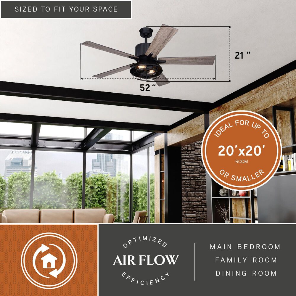 Vaxcel Elkhart 52" LED Ceiling Fan in Black, , large