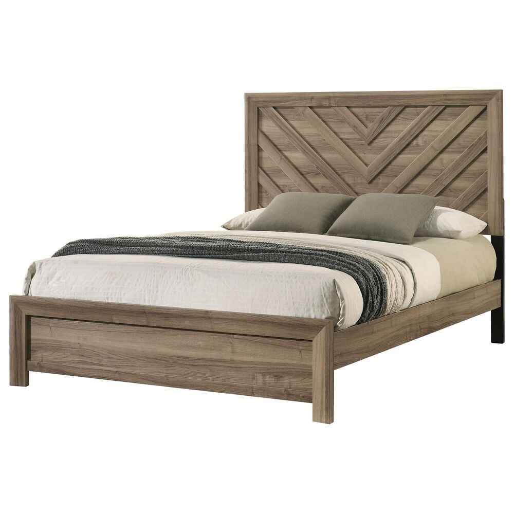 Crown Mark Valor Queen Bed with Two Nightstands in Light Brown, , large