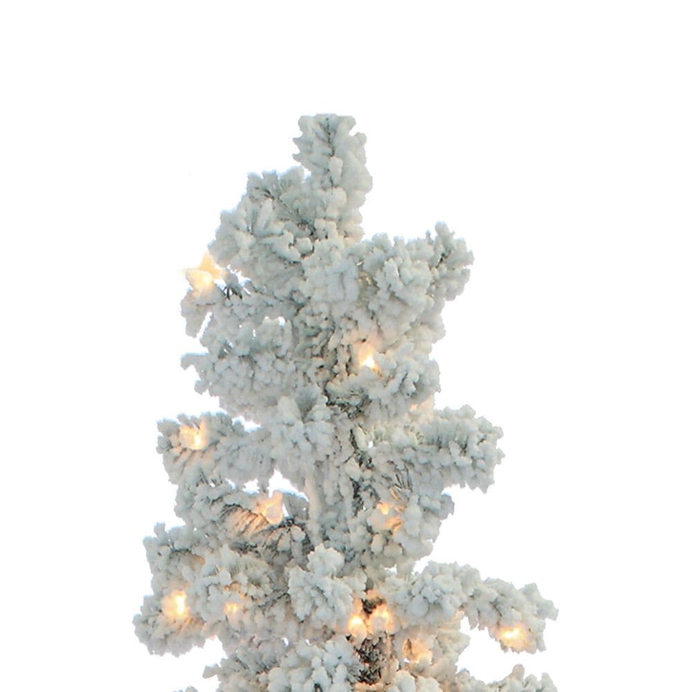 The Gerson Company 9&#39; Pre-Lit Artificial Heavy Flocked Layered Spruce with White Lights in Green, , large