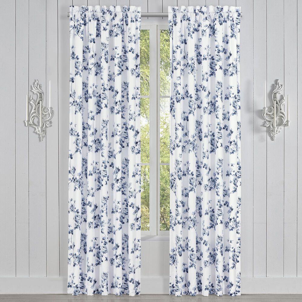 J. Queen New York Rialto 84&quot; x 41&quot; Window Panel Pair in White and French Blue, , large