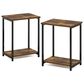 HOMLUX 2-Tier Metal Frame End Table with Open Shelf in Amber Pine and Black (Set of 2), , large