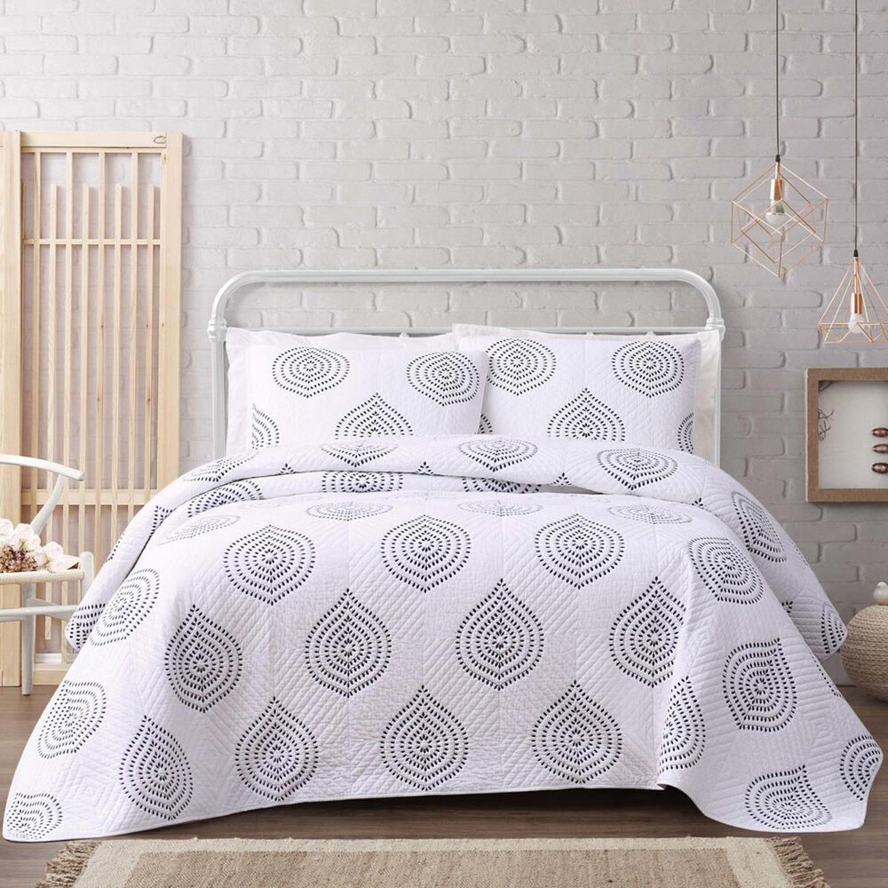 Pem America Cottage Classics Ogee 2-Piece Twin XL Quilt Set in White/Navy, , large