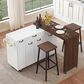 HOMLUX 102" Kitchen Island with Extendable Dining Table in White, , large