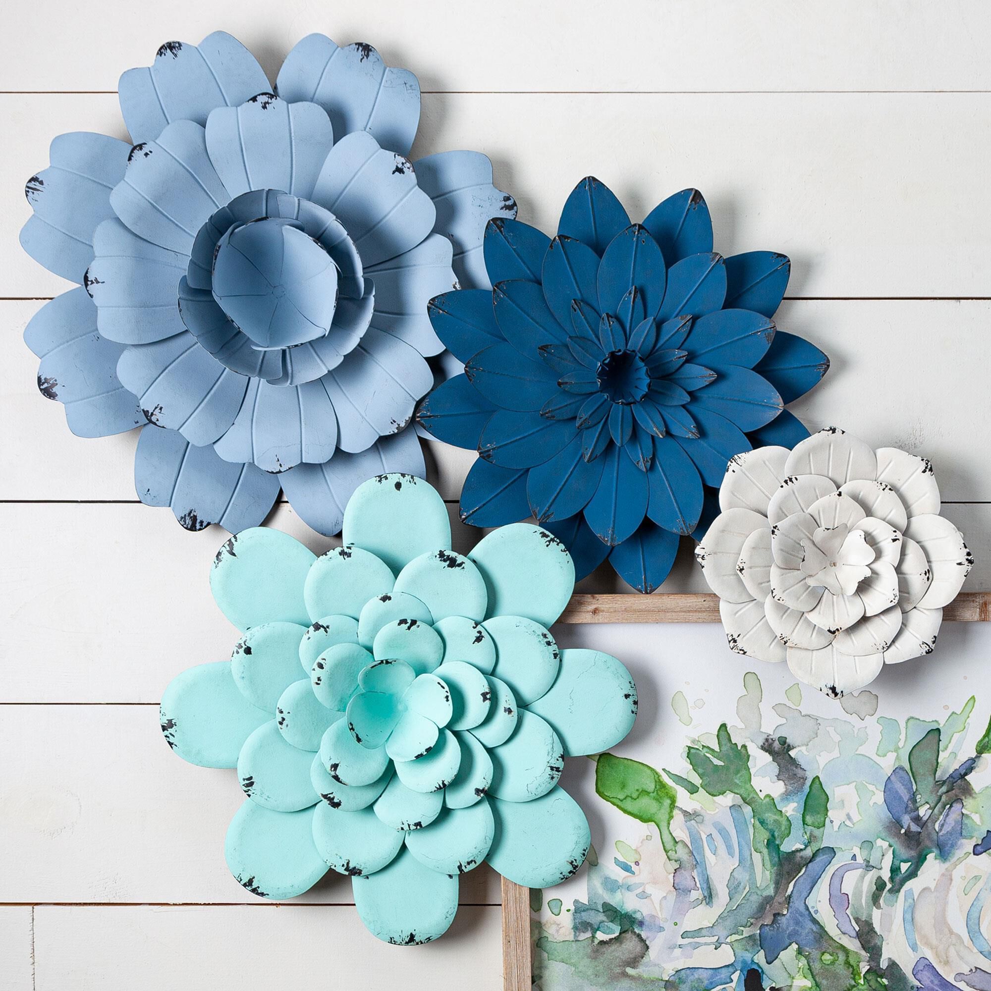 Metal flower wall art deals
