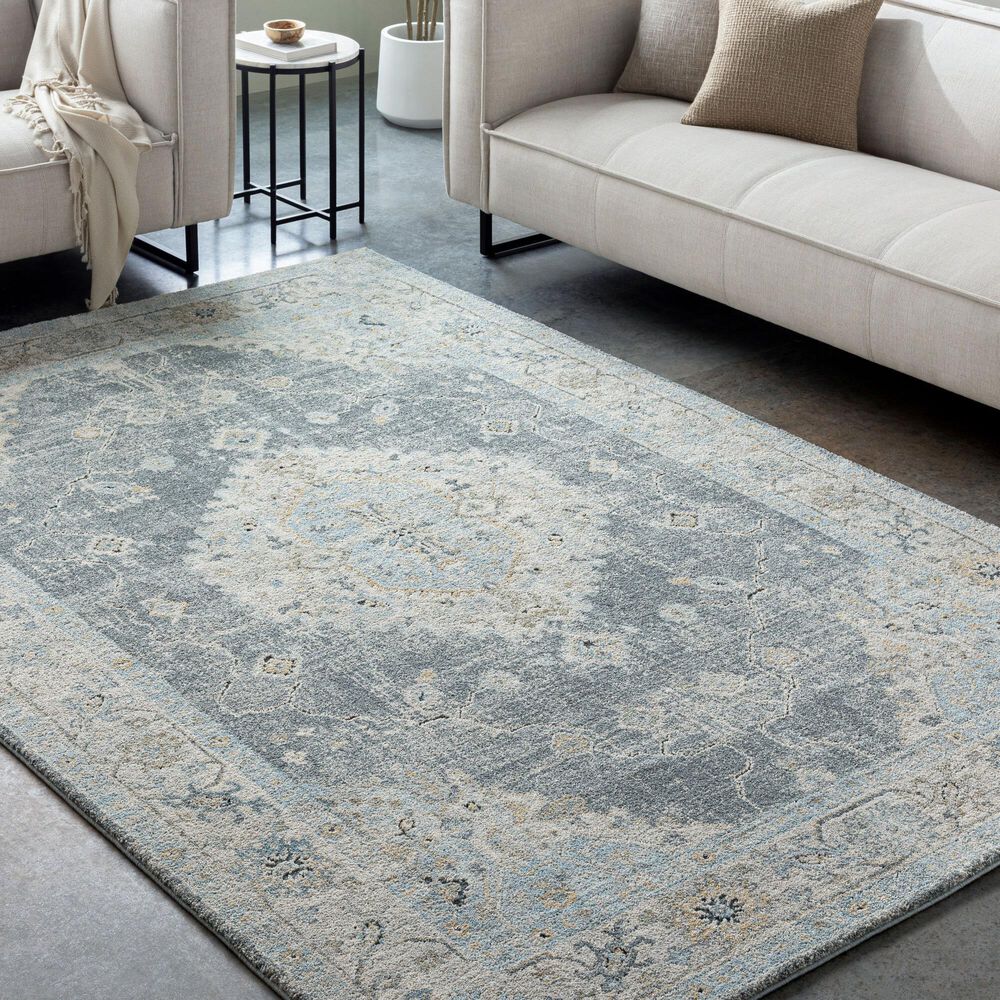 Surya Avellino 6&#39;7&quot; x 9&#39;2&quot; Light Beige, Gray, Pale Blue, Deep Teal, Tan, Light Olive and Denim Area Rug, , large