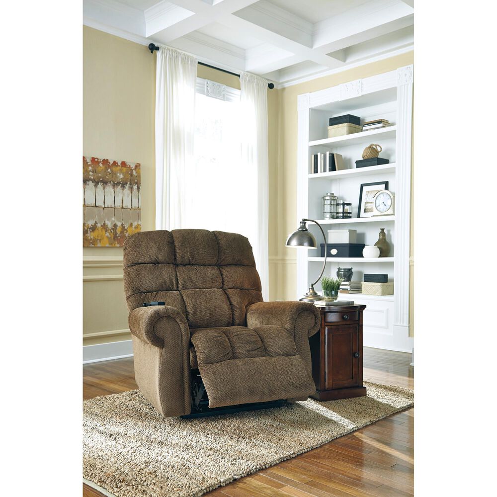 Signature Design by Ashley Ernestine Power Lift Recliner in Truffle, , large