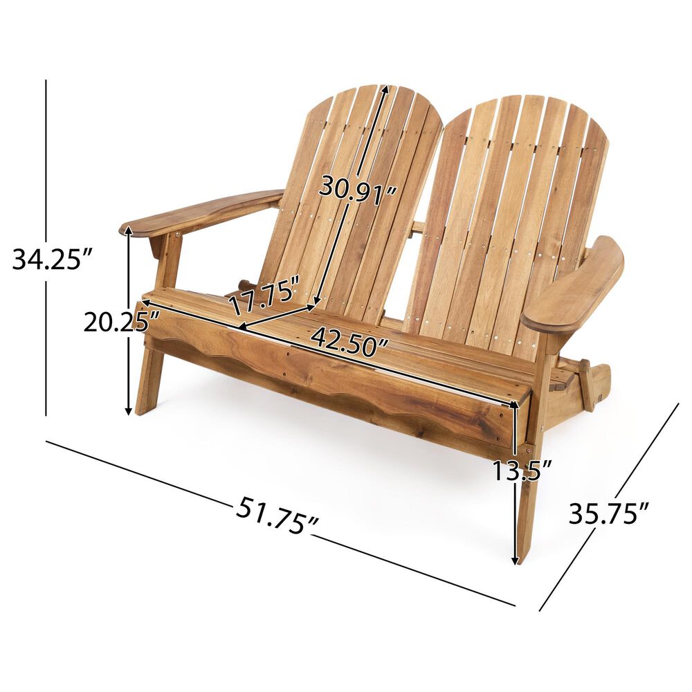 Hearth and Haven Malibu Outdoor Adirondack Loveseat in Natural, , large