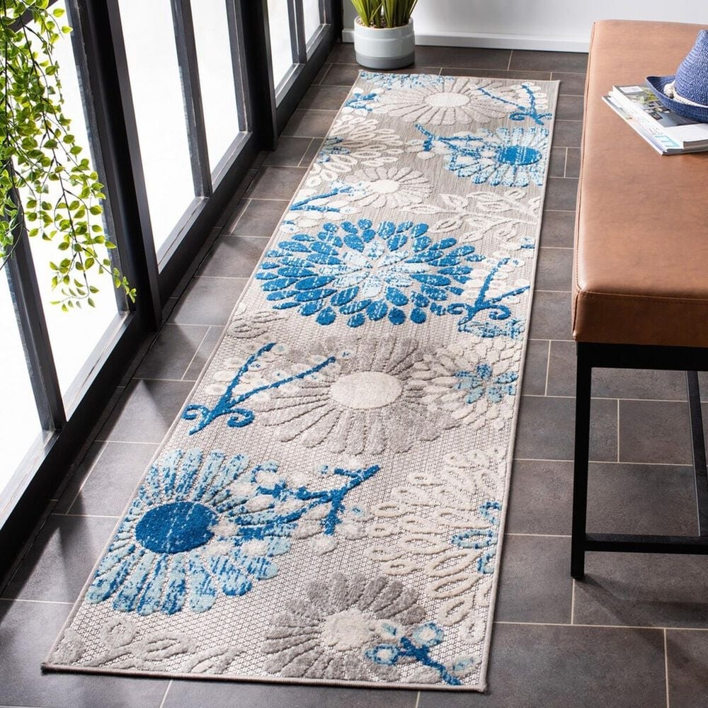 Safavieh Cabana CBN832F 2&#39; x 10&#39; Grey and Blue Indoor/Outdoor Performance Runner, , large