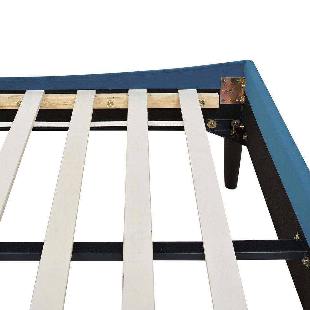 Jennifer Taylor Home Aspen Queen Upholstered Platform Bed in Satin Teal, , large