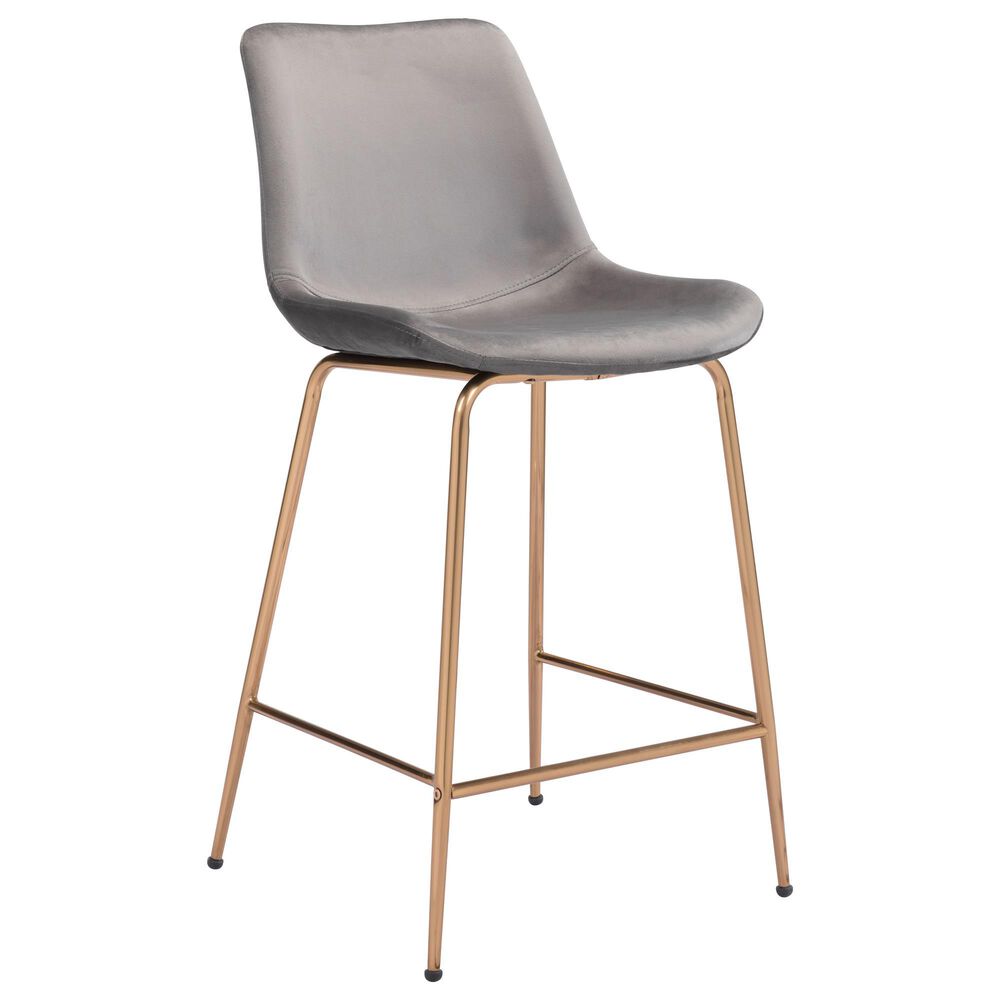 Zuo Modern Tony Counter Chair in Gray/Gold, , large