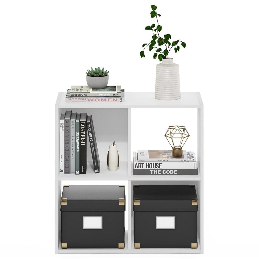 HOMLUX 4-Cube Open Shelf Bookshelf in White, , large