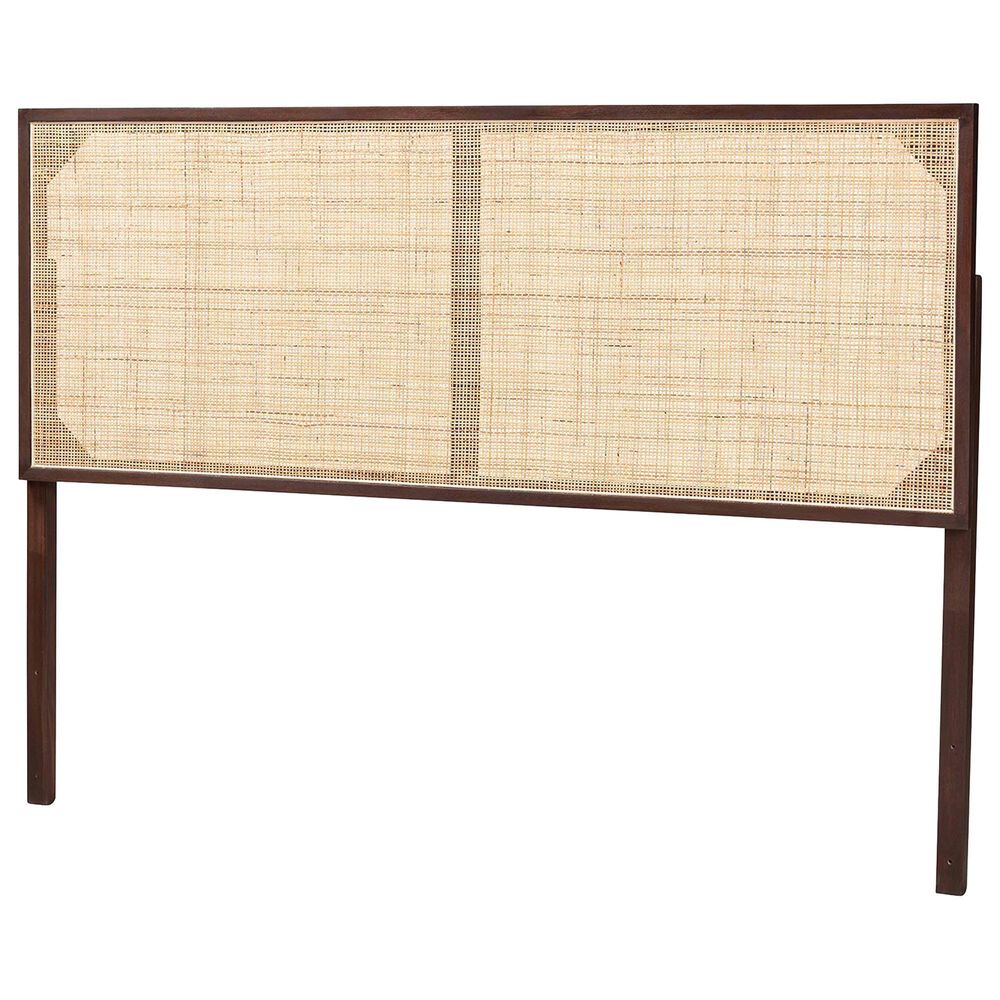 Baxton Studio Aurelia Queen Panel Headboard in Dark Brown and Natural Brown, , large