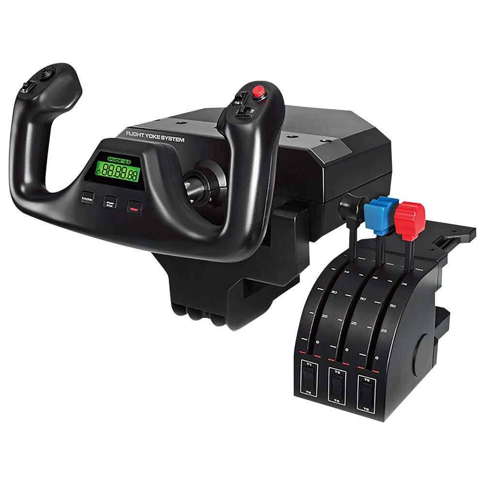 Logitech Flight Yoke System Professional Simulation Yoke and Throttle Quadrant in Black, , large