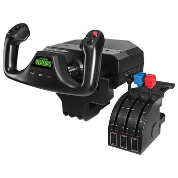 Logitech Flight Yoke System Professional Simulation Yoke and Throttle Quadrant in Black, , large