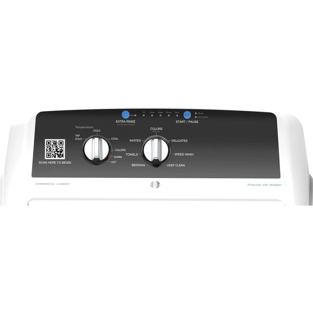 GE Appliances 4.2 Cu. Ft. Commercial Top Load Washer and 7.4 Cu. Ft. Electric Dryer Laundry Pair in White, , large