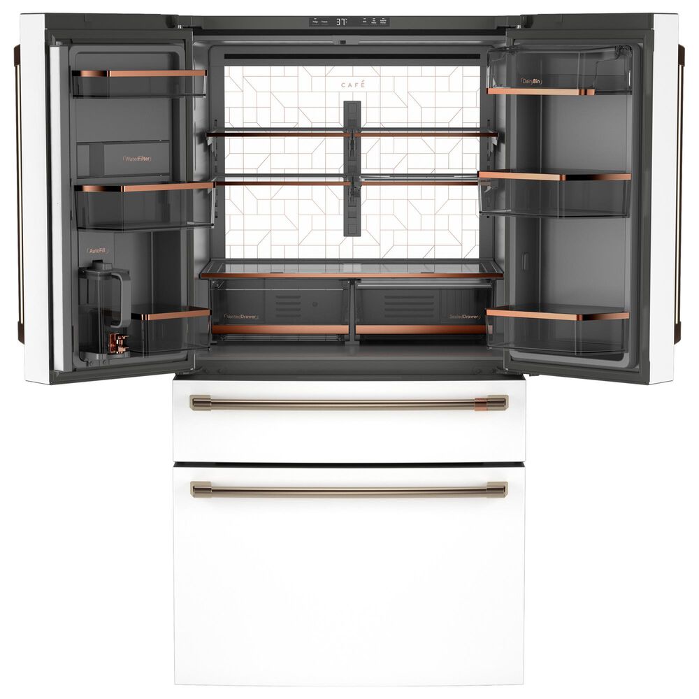 Cafe 28.7 Cu. Ft. Smart 4-Door Refrigerator with Dual Dispense AutoFill Pitcher with Pro Handle in Matte White, , large