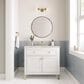 James Martin Vanities Chicago 36" Single Bathroom Vanity in Glossy White with 3 cm Victorian Silver Quartz Top and Rectangular Sink, , large