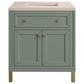 James Martin Vanities Chicago 30" Single Bathroom Vanity in Smokey Celadon with 3 cm Eternal Marfil Quartz Top and Rectangular Sink, , large