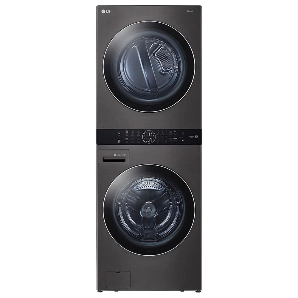 LG Single Unit Front Load LG WashTower with Center Control 4.5 Cu. Ft. Washer and 7.4 Cu. Ft. Gas Dryer in Black Stainless Steel , , large