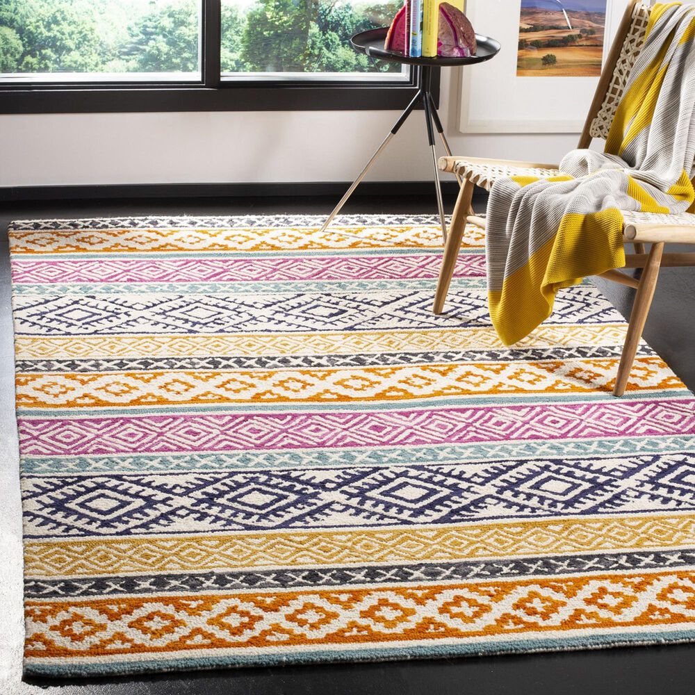 Safavieh Micro-Loop 4&#39; x 6&#39; Ivory and Rust Area Rug, , large