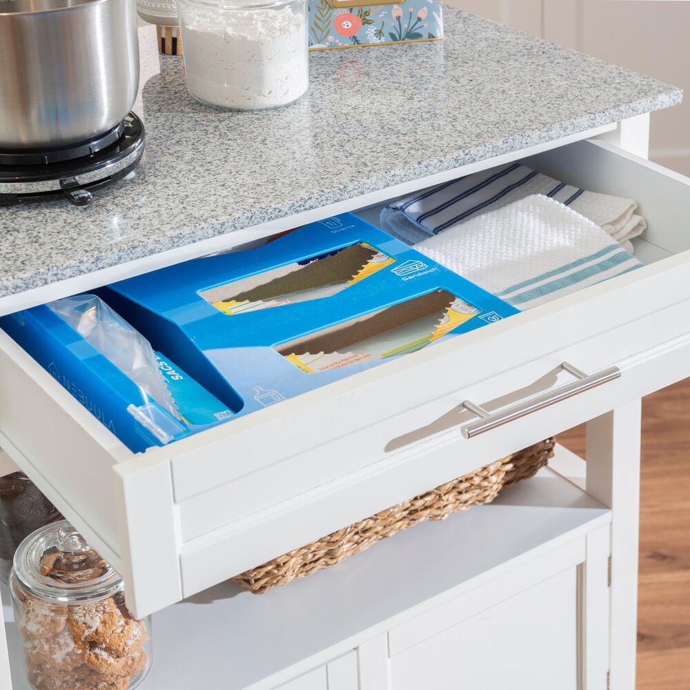 Linon Home Decor Cameron Kitchen Cart in White and Grey, , large