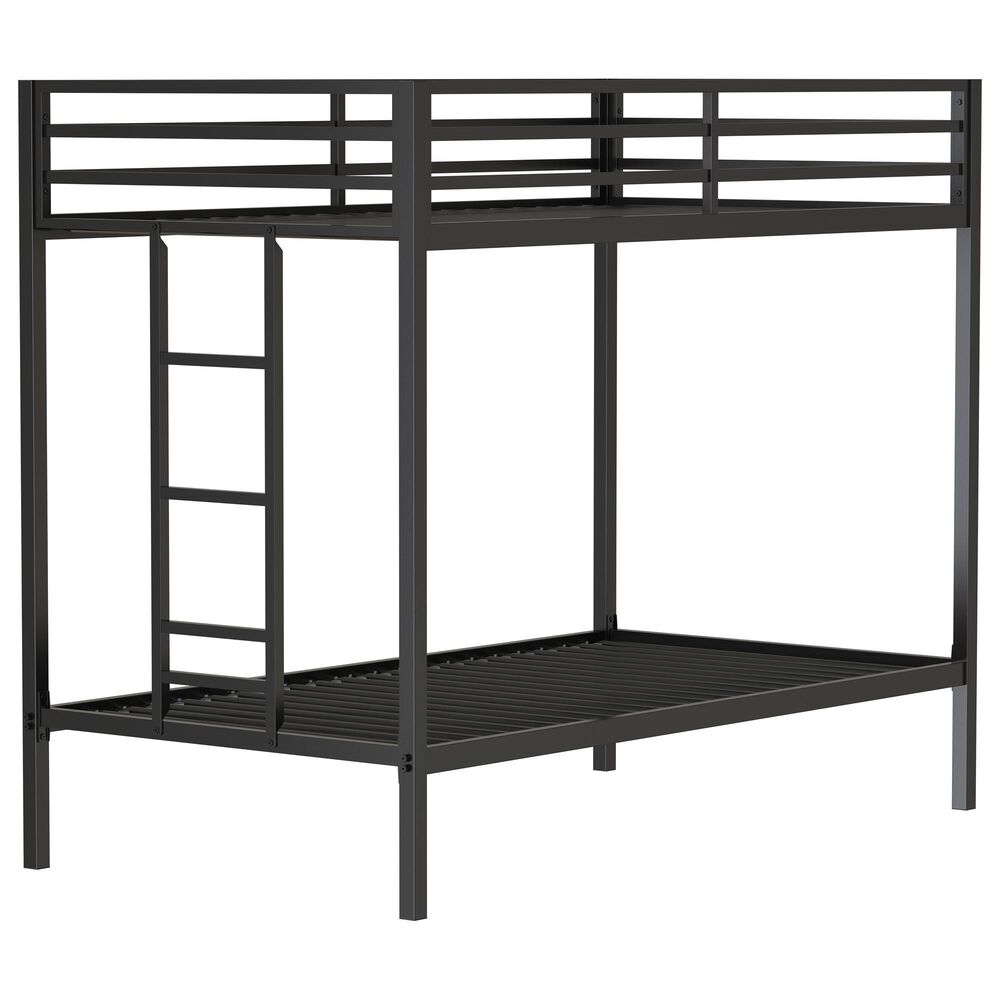Hearth and Haven Adam Twin over Twin Bunk Bed in Black, , large